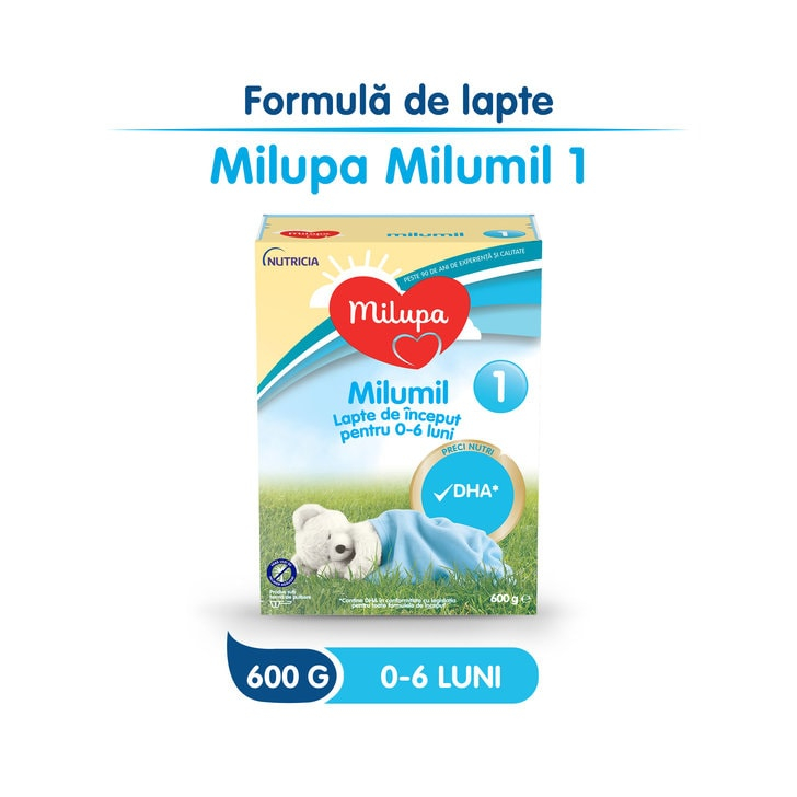 Lapte praf Milupa Milumil 1, 600g, de la 0-6 luni