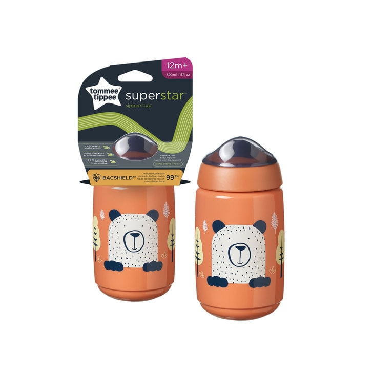 Cana Tommee Tippee Sippee cu protectie BACSHIELD™ si capac, 390 ml, 12 luni +, Portocaliu, 1 buc