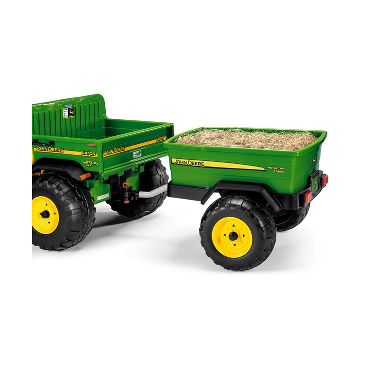 Remorca Peg Perego John Deere Adventure, 3 ani+, Negru / Verde / Galben