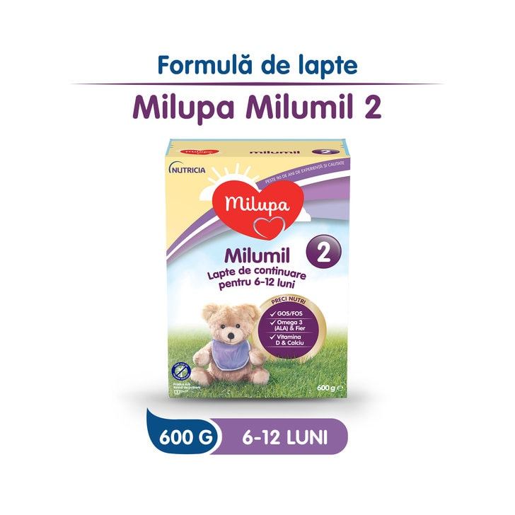 Lapte praf Milupa Milumil 2, 600g, 6-9 luni