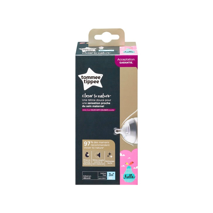 Biberon decorat 340ml, Fete, Hello, 1 buc, Tommee Tippee