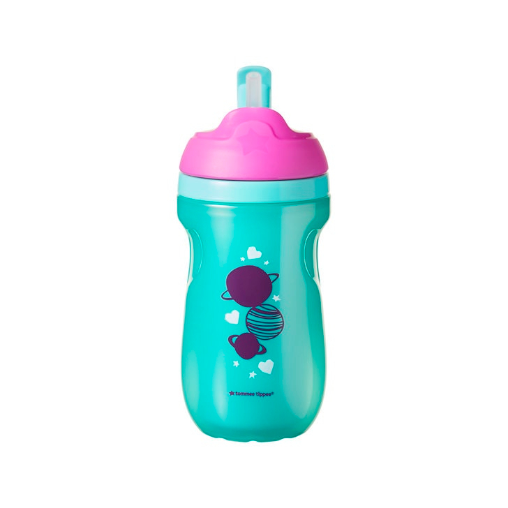 Cana cu pai izoterma,Tommee Tippee, 260 ml x 1 buc, 12 luni+, Roz / Turquoise