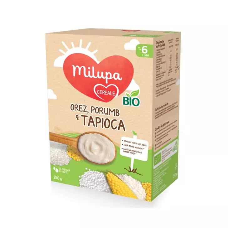 Cereale Milupa 3 Cereale BIO , 250 g, de la 6 luni