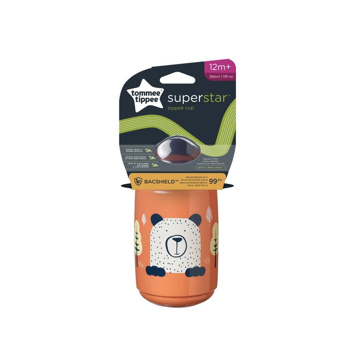 Cana Tommee Tippee Sippee cu protectie BACSHIELD™ si capac, 390 ml, 12 luni +, Portocaliu, 1 buc