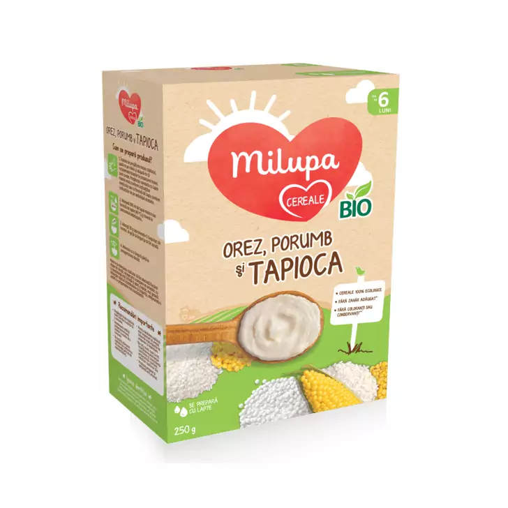 Cereale Milupa 3 Cereale BIO , 250 g, de la 6 luni