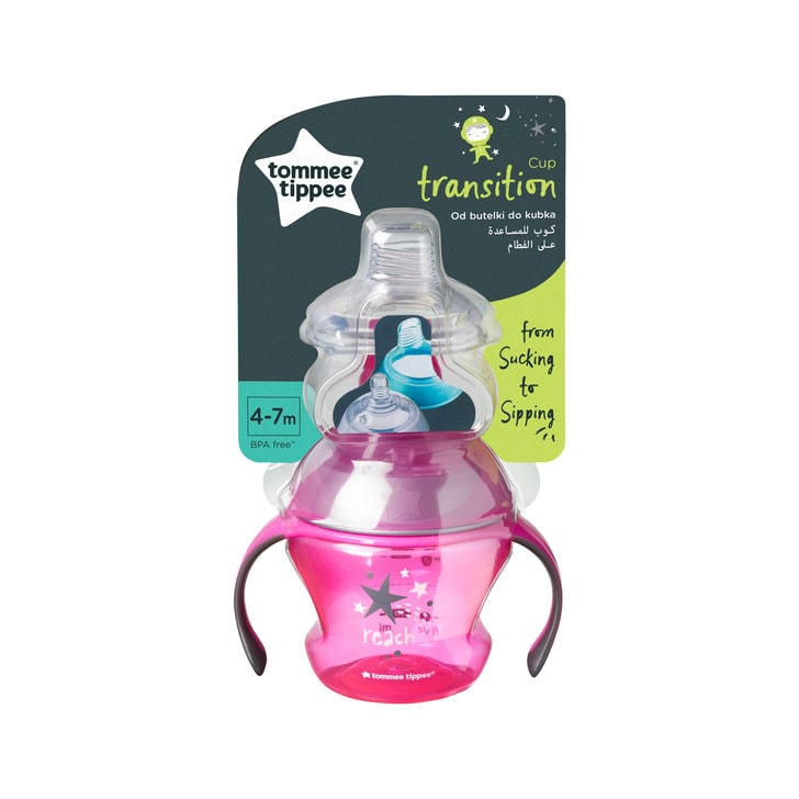 Cana de tranzitie Tommee Tippee, 150 ml, 4-7 luni, Roz, 1 buc