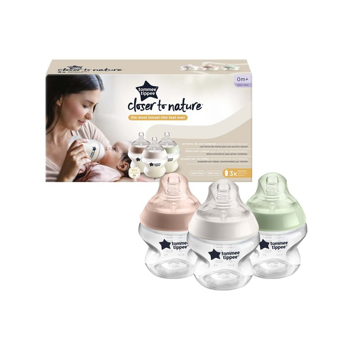 Biberon Tommee Tippee Closer to Nature, 150 ml, PP, 0 luni +, 3 buc