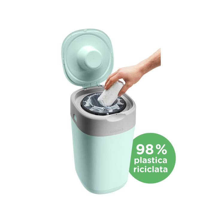 Cos pentru scutece Tommee Tippee Sangenic Twist and Click Reciclabil, Verde/Gri