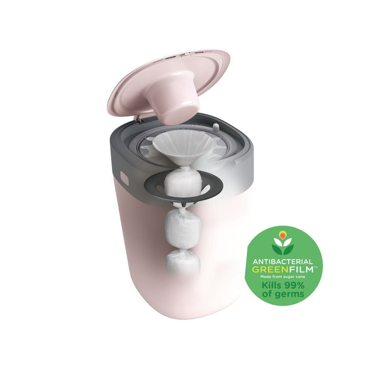 Cos pentru scutece Tommee Tippee Sangenic Twist and Click Reciclabil, Roz/Gri