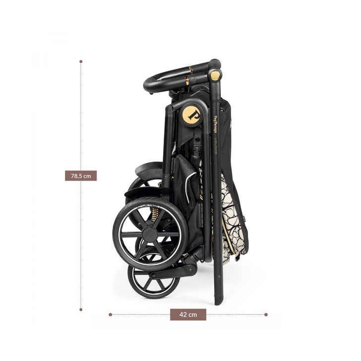 Carucior 3 in 1 Peg Perego Veloce, Lounge,  0 - 22 kg, Graphic Gold, Negru / Bej