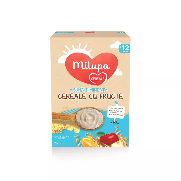 Milupa Buna Dimineata Cereale cu Fructe, 250gr, de la 12 luni