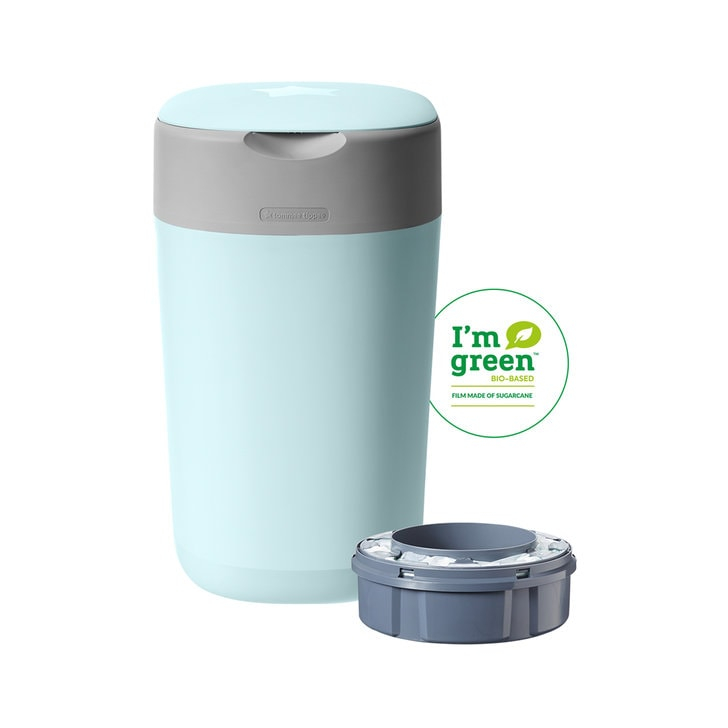 Cos pentru scutece Tommee Tippee Sangenic Twist and Click Reciclabil, Albastru/Gri