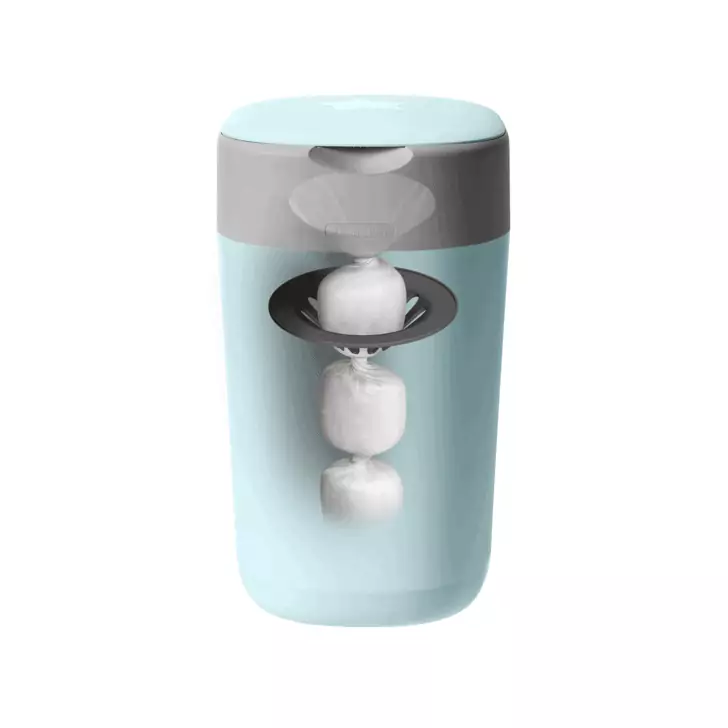 Cos pentru scutece Tommee Tippee Sangenic Twist and Click Reciclabil, Albastru/Gri