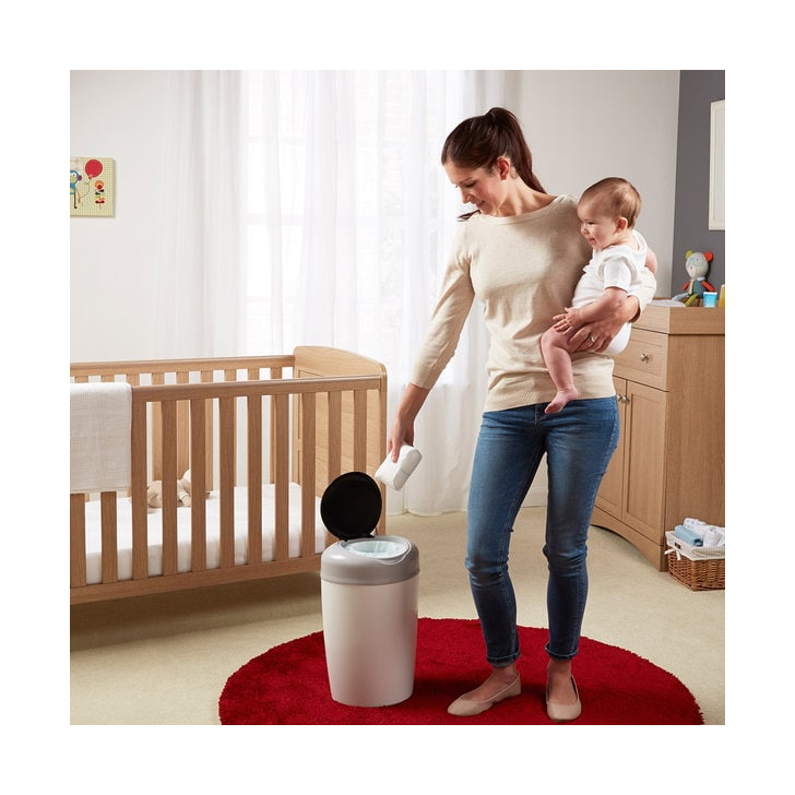 Cos pentru scutece Tommee Tippee Sangenic Simplee Reciclabil, Alb / Gri