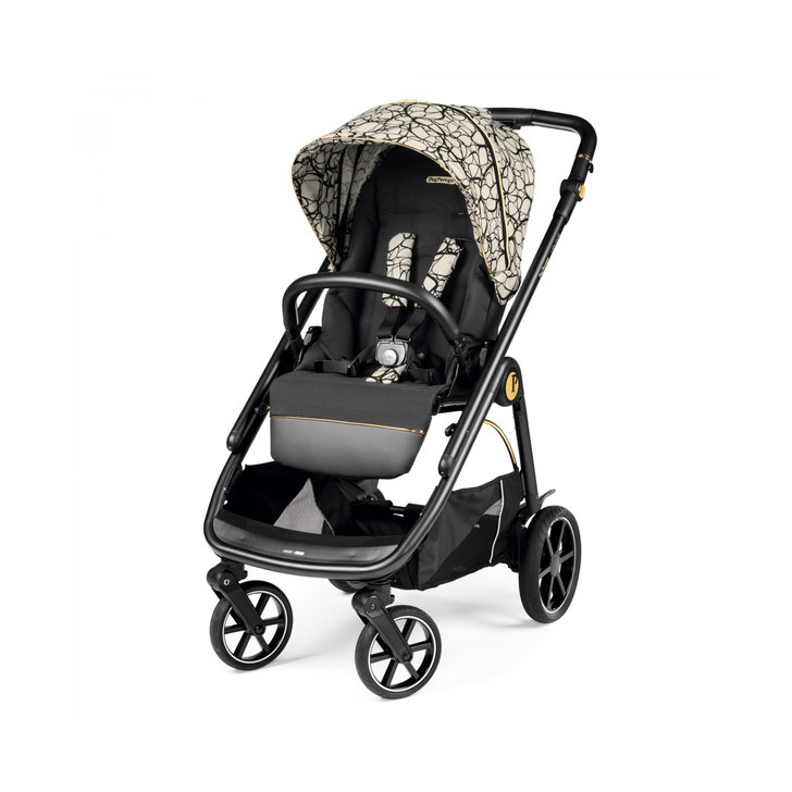 Carucior 3 in 1 Peg Perego Veloce, Lounge,  0 - 22 kg, Graphic Gold, Negru / Bej