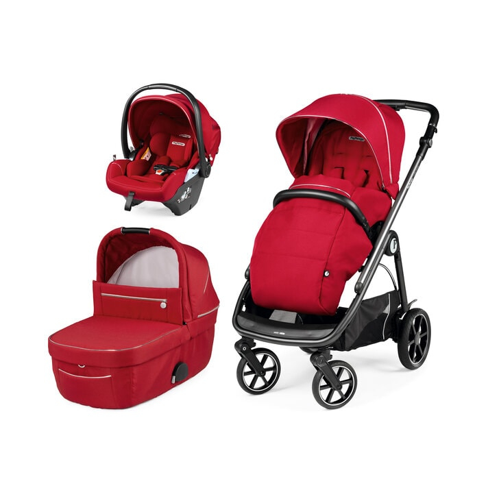 Carucior 3 in 1 Peg Perego Veloce, Lounge,  0 - 22 kg, Red Shine, Rosu