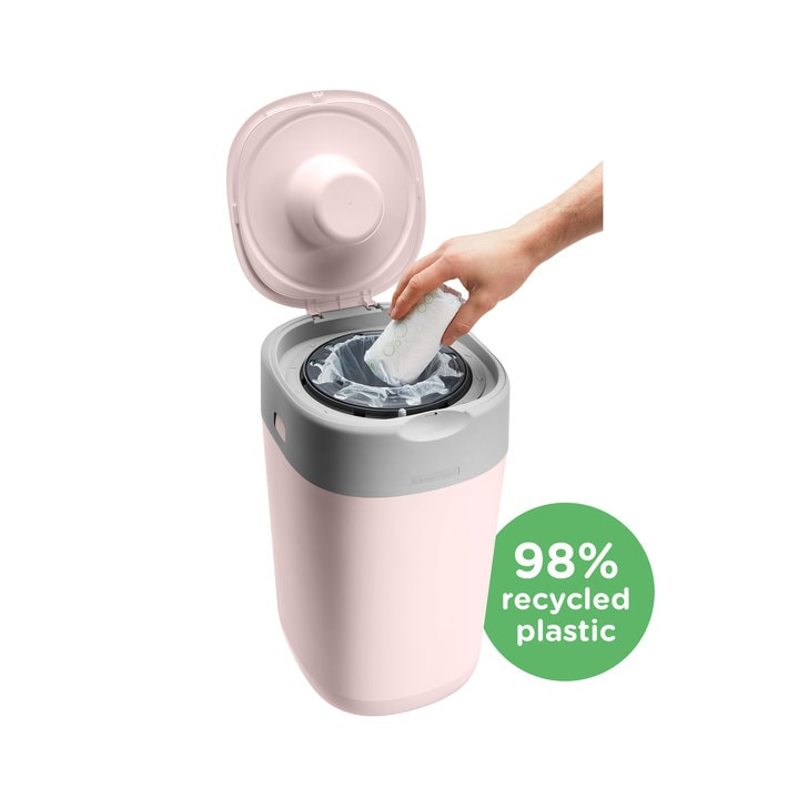 Cos pentru scutece Tommee Tippee Sangenic Twist and Click Reciclabil, Roz/Gri