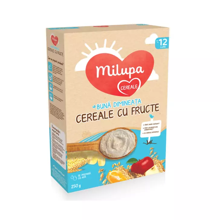 Milupa Buna Dimineata Cereale cu Fructe, 250gr, de la 12 luni