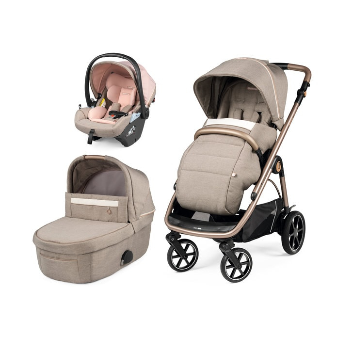Carucior 3 in 1 Peg Perego Veloce, Lounge, 0 - 22 kg, Mon Amour, Bej / Roz