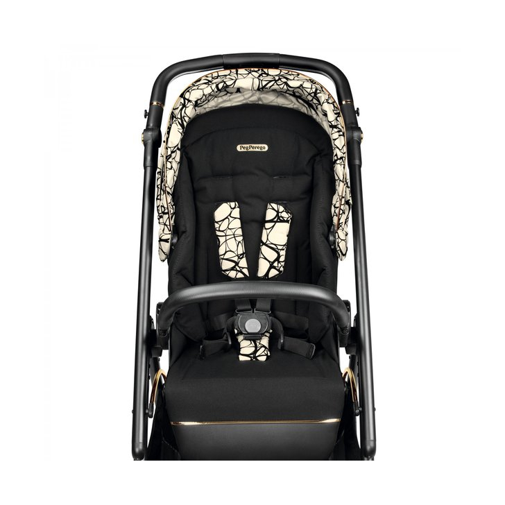 Carucior 3 in 1 Peg Perego Veloce, Lounge,  0 - 22 kg, Graphic Gold, Negru / Bej