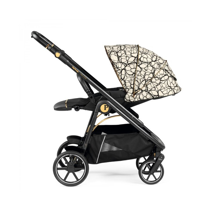 Carucior 3 in 1 Peg Perego Veloce, Lounge,  0 - 22 kg, Graphic Gold, Negru / Bej