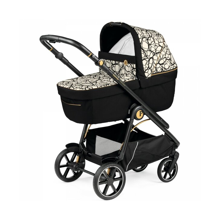 Carucior 3 in 1 Peg Perego Veloce, Primoviaggio SL,  0 - 22 kg, Graphic Gold, Negru / Bej