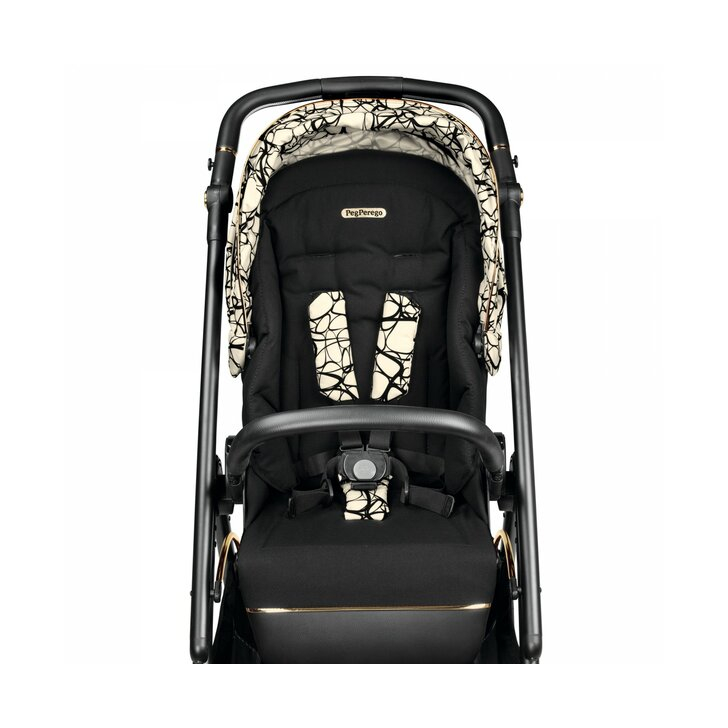 Carucior 3 in 1 Peg Perego Veloce, Primoviaggio SL,  0 - 22 kg, Graphic Gold, Negru / Bej