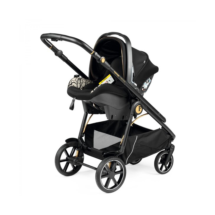 Carucior 3 in 1 Peg Perego Veloce, Primoviaggio SL,  0 - 22 kg, Graphic Gold, Negru / Bej