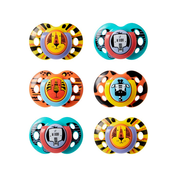 Suzeta Ortodontica de ZI FUN, ONL Tommee Tippee, 6 buc, 18-36 luni, Animalute Multicolore