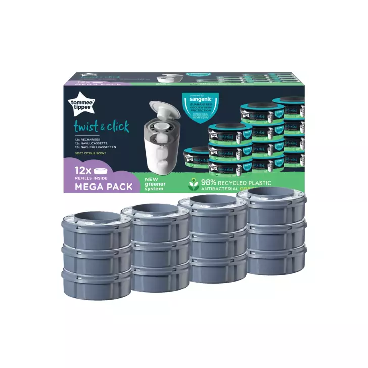 Set 12 rezerve pentru cos scutece Tommee Tippee Sangenic Twist and Click, Reciclabile