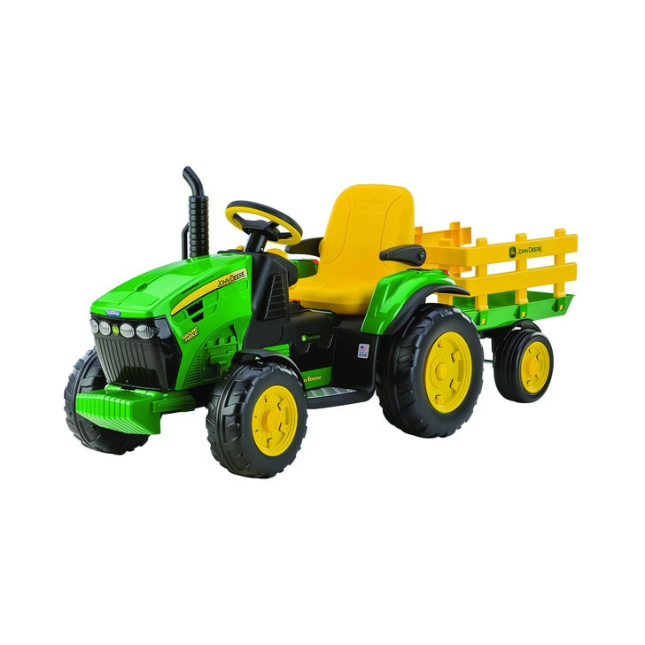Tractor electric Peg Perego JD Ground Force w/trailer, 12V, 3 ani +, Galben /Verde