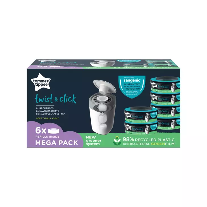 Set 6 rezerve pentru cos scutece Tommee Tippee Sangenic Twist and Click, Reciclabile