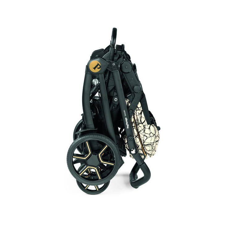 Carucior 3 in 1 Peg Perego Book, Lounge,  0 - 22 kg, Graphic Gold, Negru / Bej