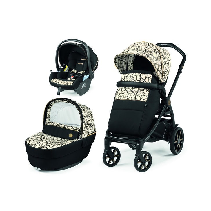 Carucior 3 in 1 Peg Perego Book, Lounge, 0 - 22 kg, Graphic Gold, Negru / Bej