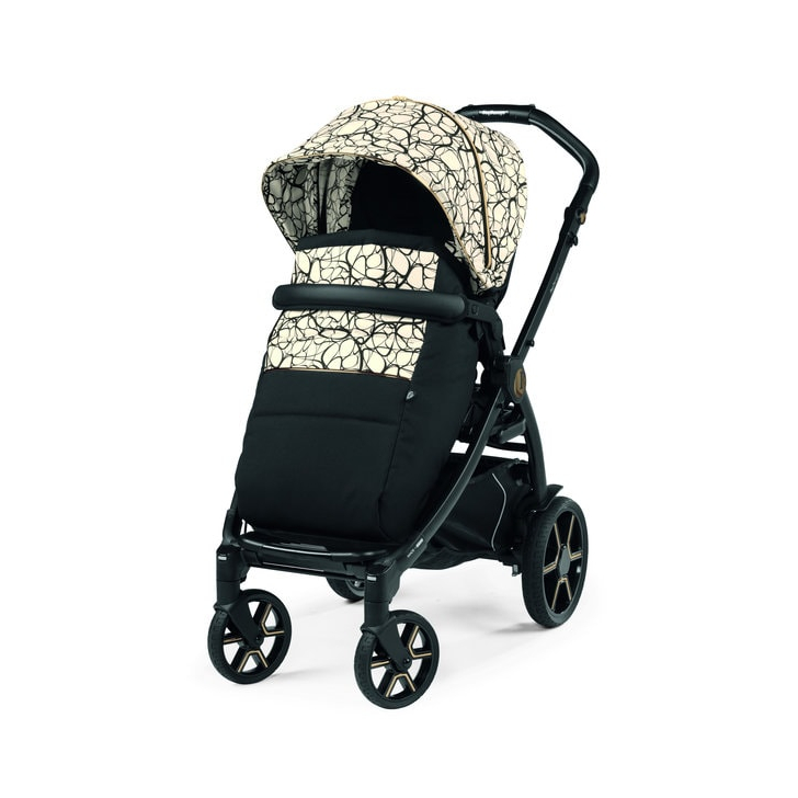 Carucior 3 in 1 Peg Perego Book, Primoviaggio SL,  0 - 22 kg, Graphic Gold, Negru / Bej