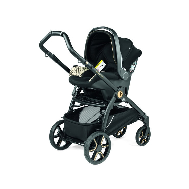 Carucior 3 in 1 Peg Perego Book, Primoviaggio SL, 0 - 22 kg, Graphic Gold, Negru / Bej