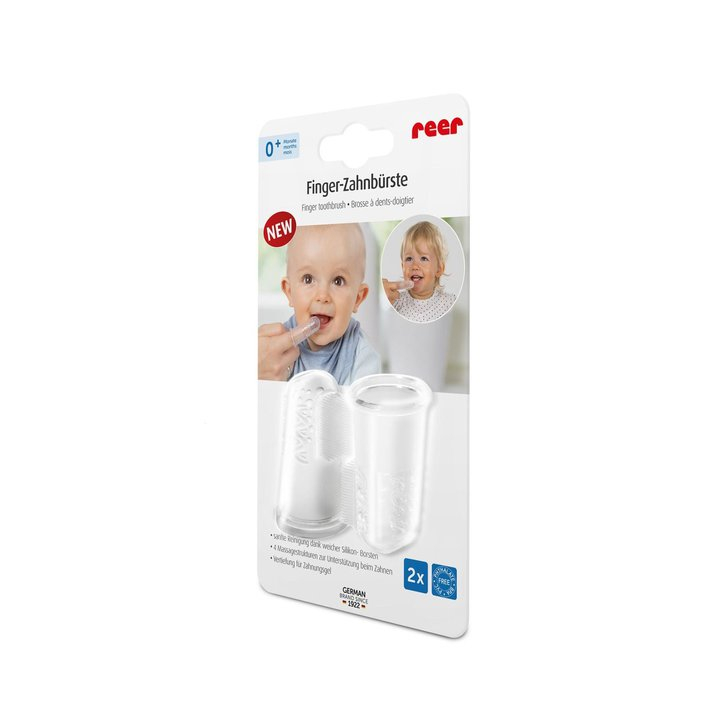 Periuta de dinti din silicon pentru folosire pe deget, 2 bucati, REER 79249