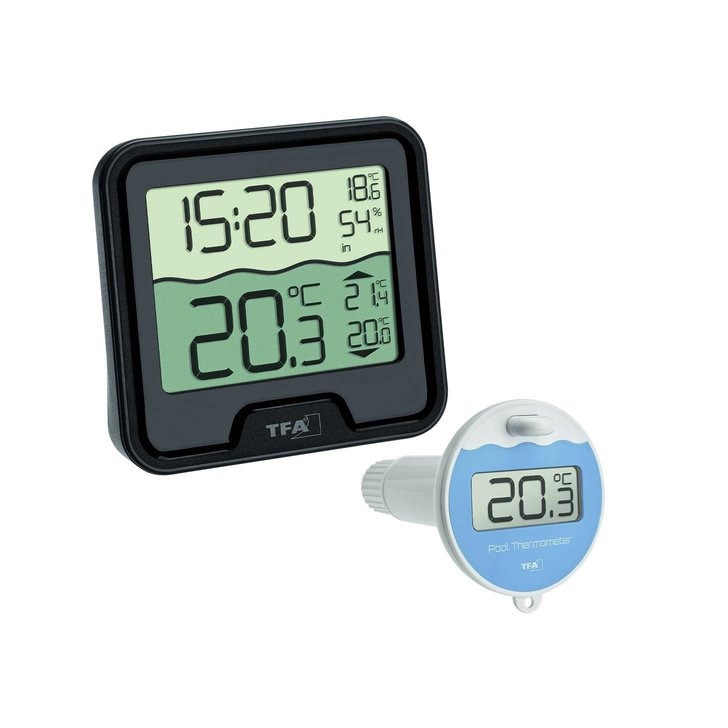 Termometru si higrometru digital de camera cu senzor wireless pentru piscina MARBELLA, negru, TFA 30.3066.01