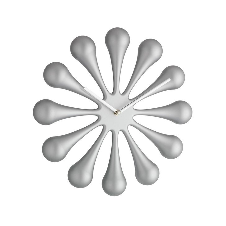 Ceas de perete analog, creat de designer, model ASTRO, argintiu metalic mat, TFA 60.3008
