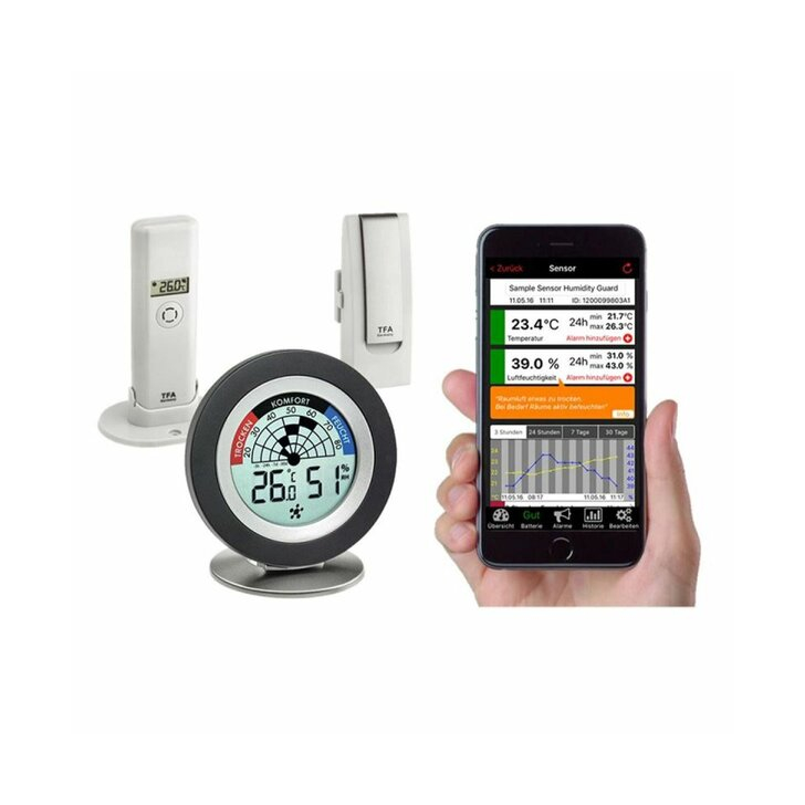 Sistem meteo SmartHome cu senzori wireless si comunicare cu smartphone WEATHERHUB, TFA 31.4008.02