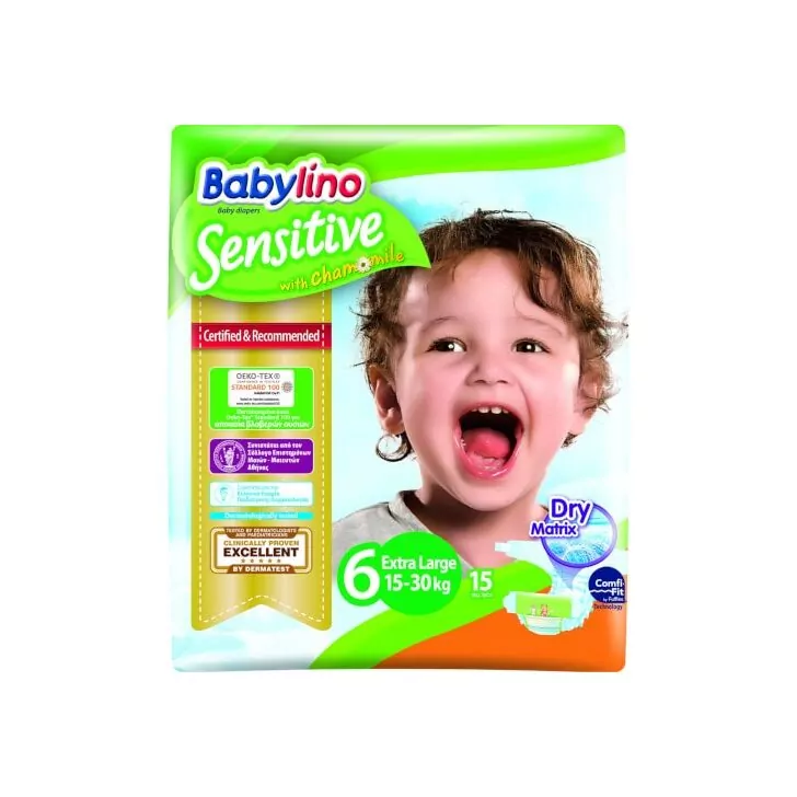 Scutece Babylino Sensitive N6 15-30kg/15 buc