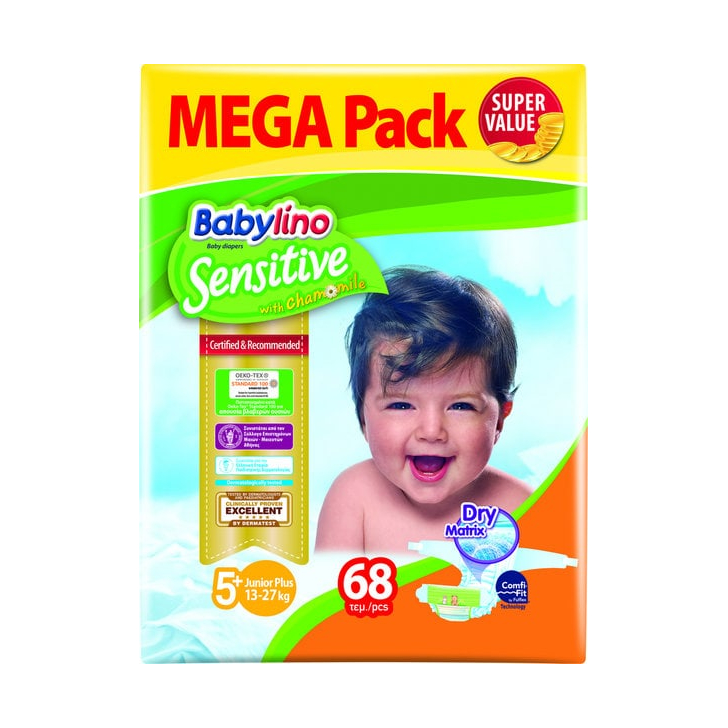 Scutece Babylino Sensitive Megapack Junior Plus N5+ 68 buc