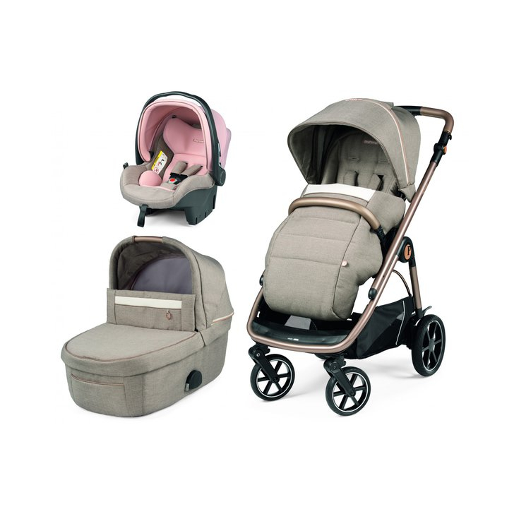 Carucior 3 in 1 Peg Perego Veloce, Primoviaggio SL, 0 - 22 kg, Mon Amour, Bej / Roz