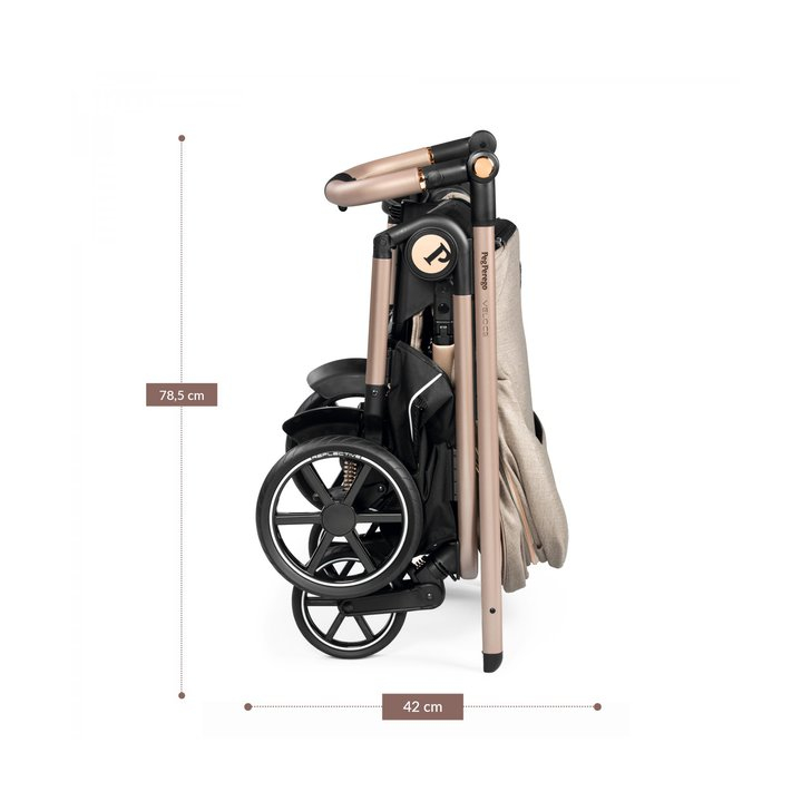Carucior 3 in 1 Peg Perego Veloce, Primoviaggio SL, 0 - 22 kg, Mon Amour, Bej / Roz