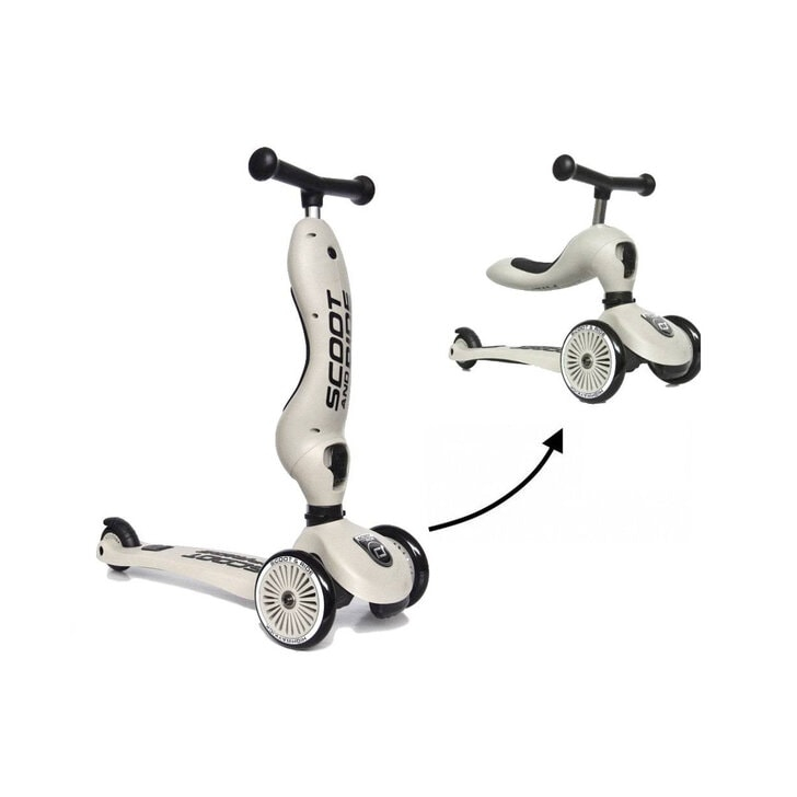 Trotineta copii cu sezut, transformabila 2in1, HighwayKick 1 Ash, 1-5 ani, pana la 50 kg, Scoot Ride