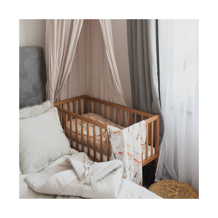 Patut mic, co-sleeping din lemn, Classic Vintage cu Saltea Cocos Spuma Cocos 90 x 40 x 7 cm