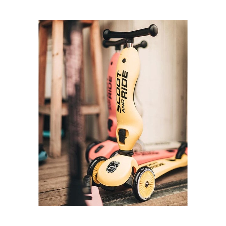 Trotineta copii cu sezut, transformabila 2in1, HighwayKick 1 Lemon, 1-5 ani, pana la 50 kg, Scoot Ride
