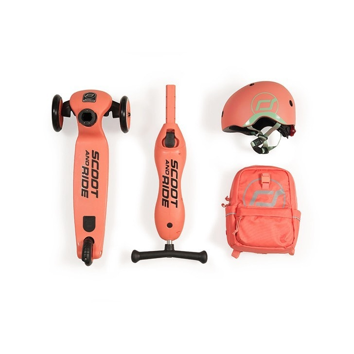 Trotineta copii cu sezut, transformabila 2in1, HighwayKick 1 Peach, 1-5 ani, pana la 50 kg, Scoot Ride