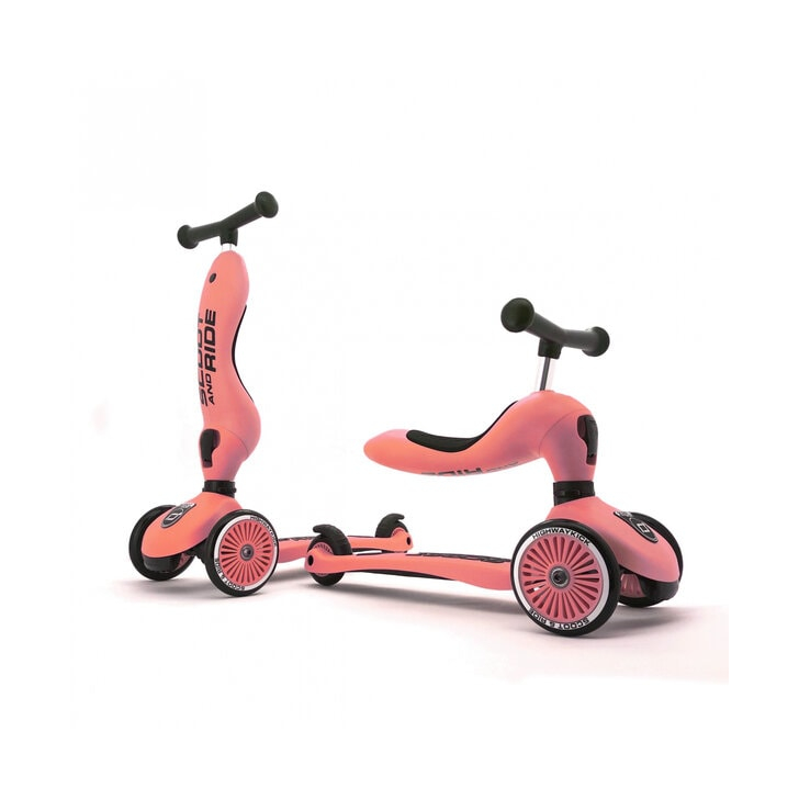 Trotineta copii cu sezut, transformabila 2in1, HighwayKick 1 Peach, 1-5 ani, pana la 50 kg, Scoot  Ride