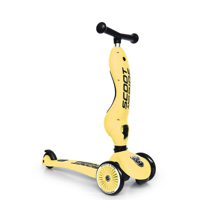 Trotineta copii cu sezut, transformabila 2in1, HighwayKick 1 Lemon, 1-5 ani, pana la 50 kg, Scoot Ride